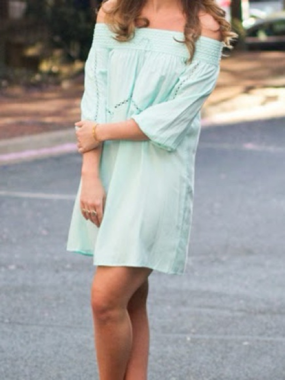 Xhilaration Women’s Mint Green Off The Shoulder Dress Size Medium